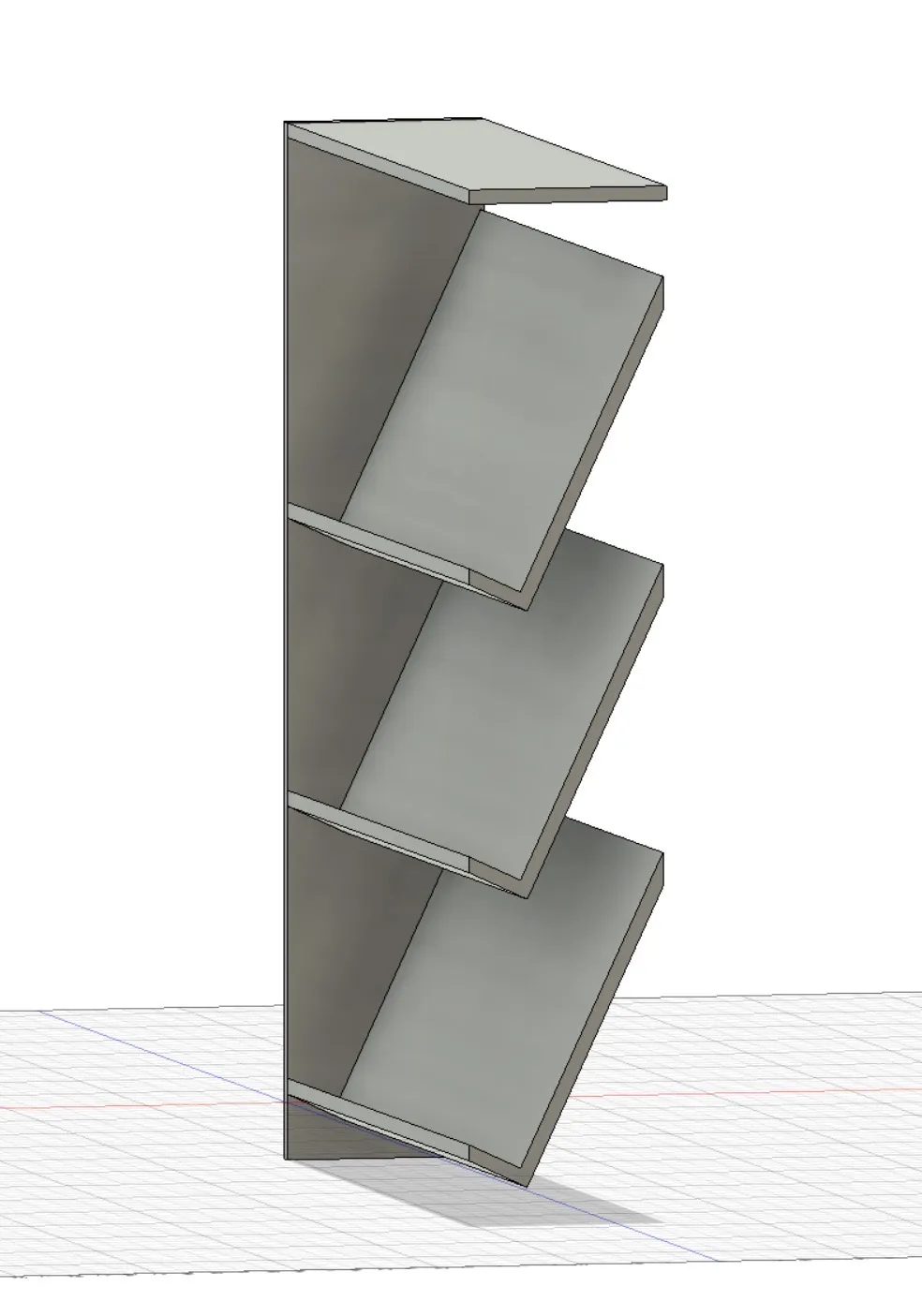 Angled section view of the shoe rack in CAD