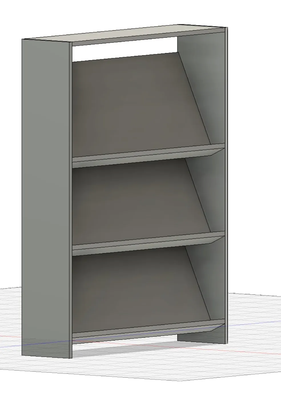 Angled full view of the shoe rack in CAD