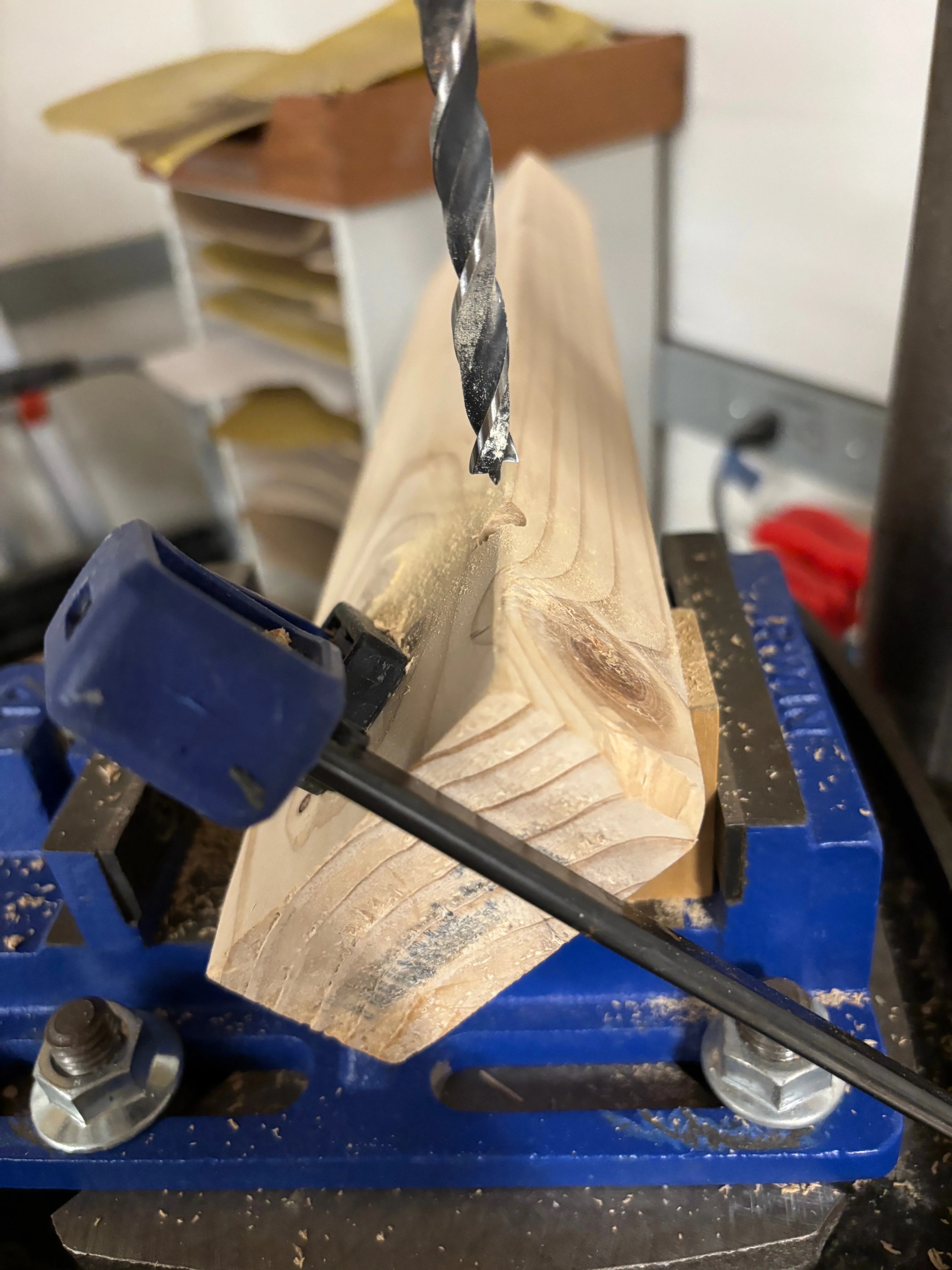 Drilling the hole for the threaded rod