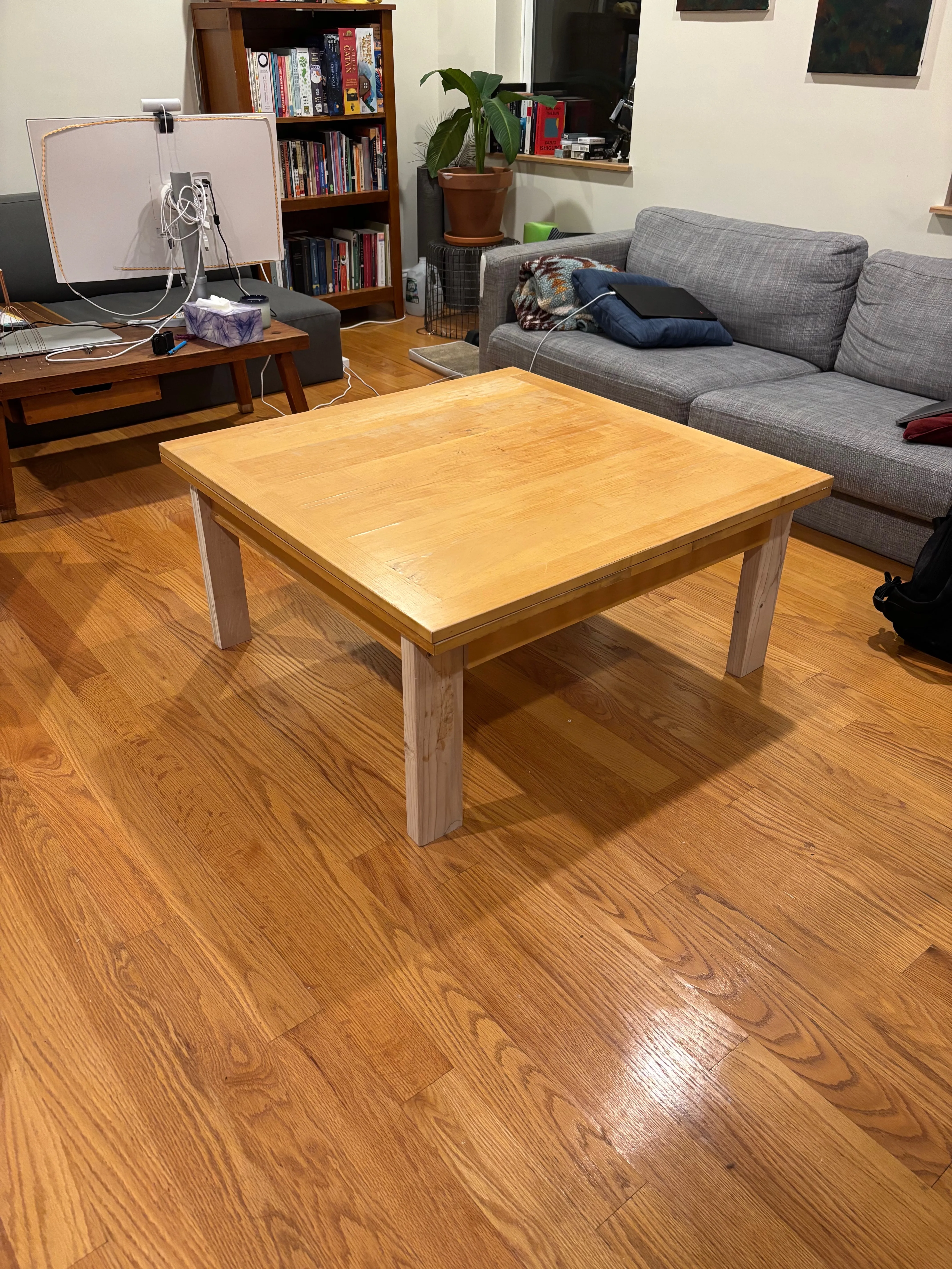Completed low dining table (steeper angle)