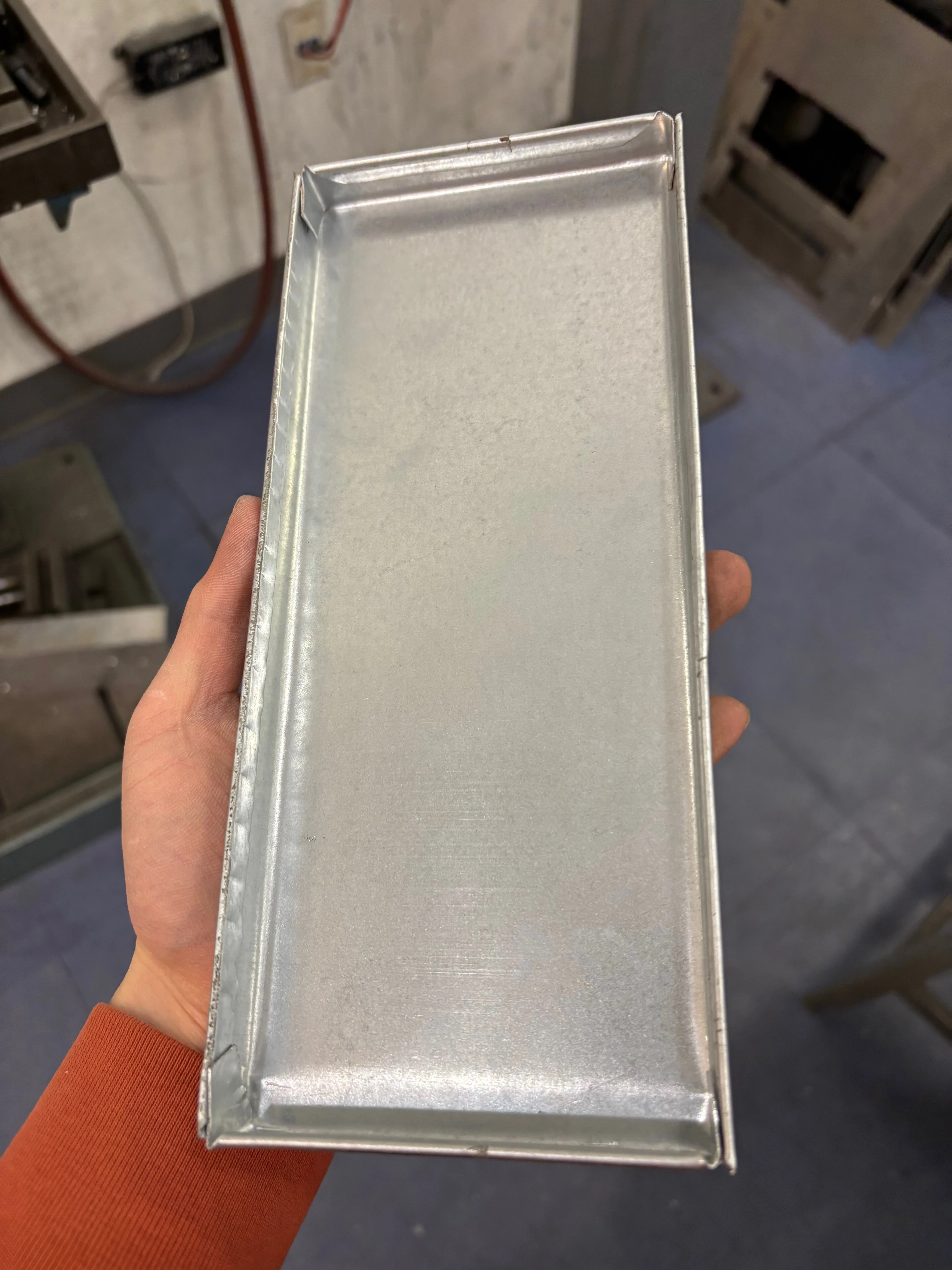 back of the fully folded sheet metal top piece