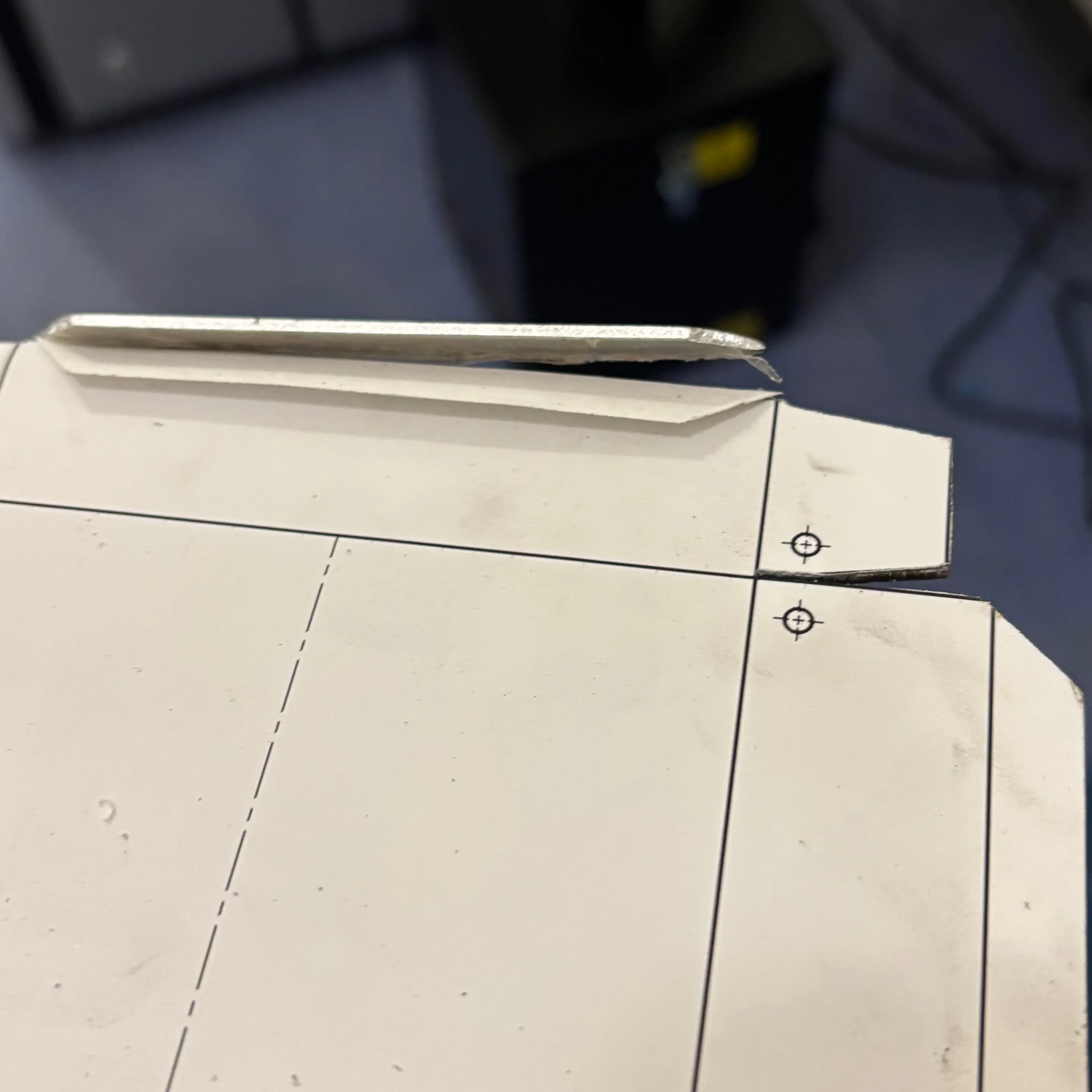 Tear in the aluminum viewed from the front