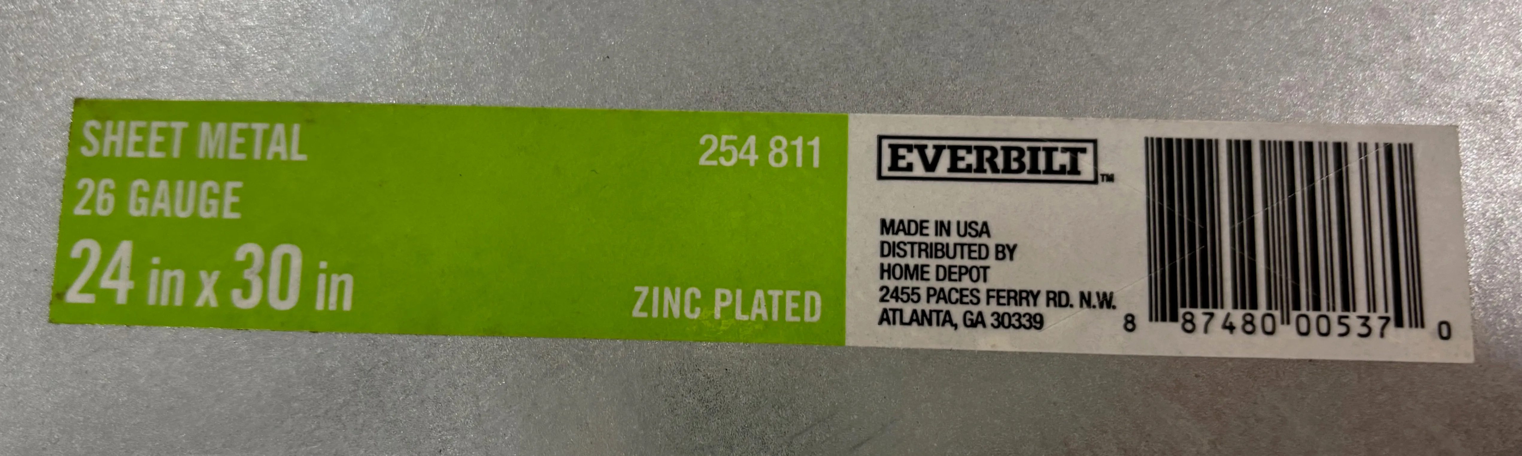 label on a piece of sheet metal