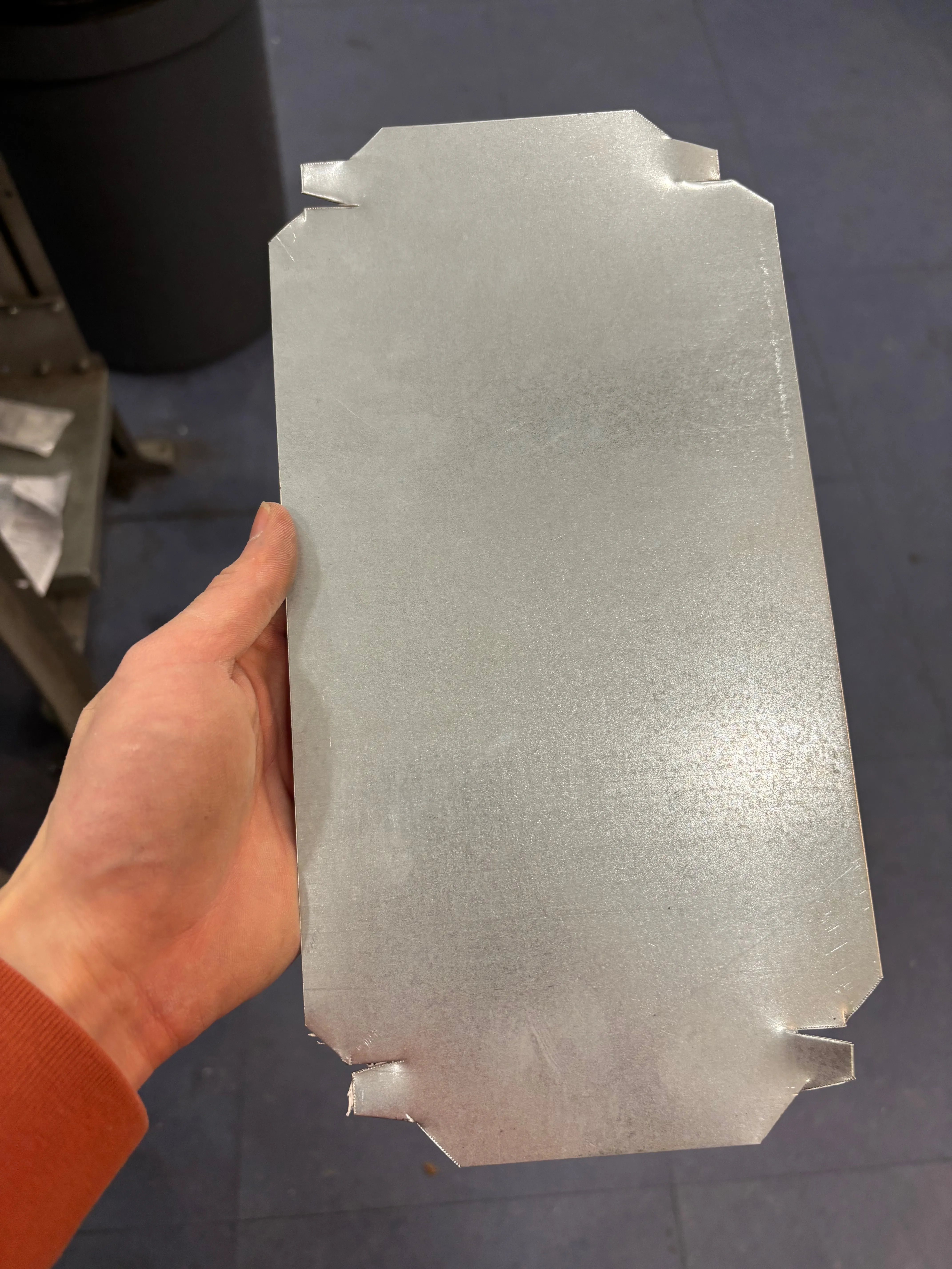 back of the sheet metal blank