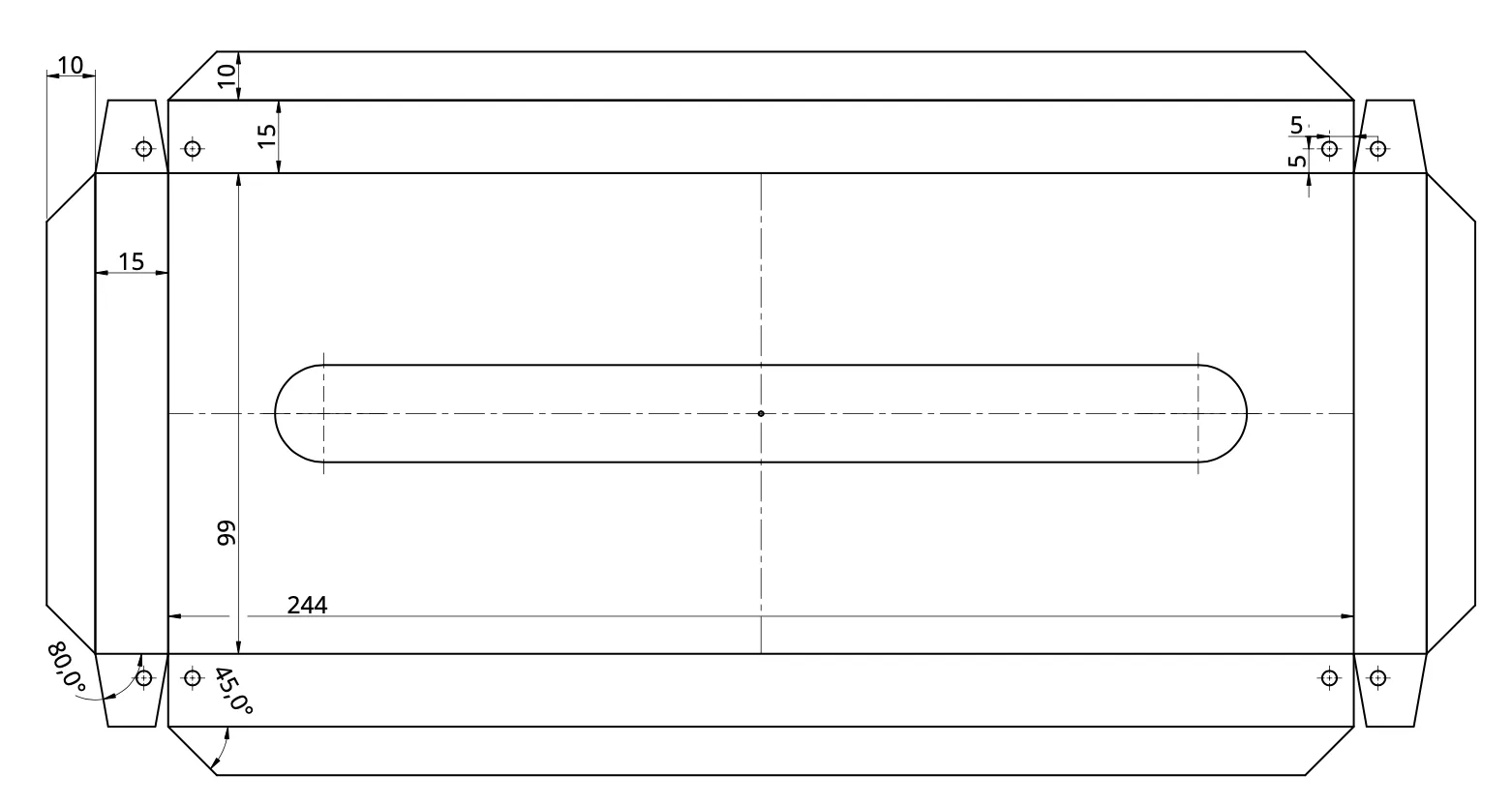 Cut and folding pattern of the tissue box (Top)